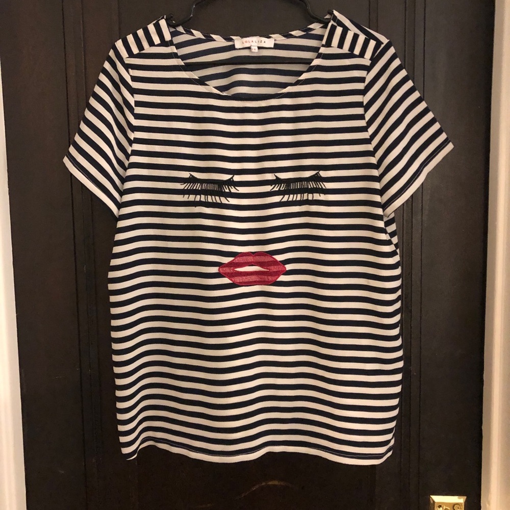 LAST CALL‼️ Striped Embroidered Glamour Shirt
